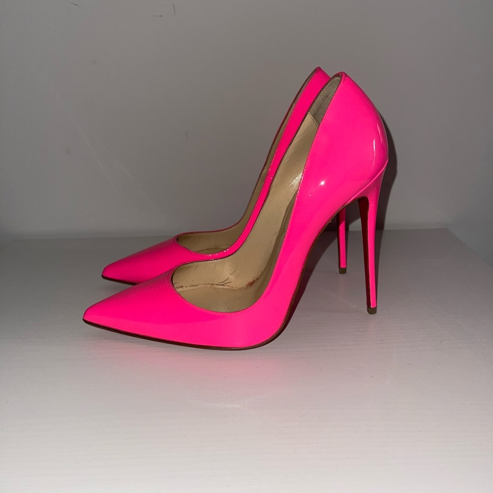 Christian Louboutin Shocking Pink So Kate 120 Patent Leather Pumps